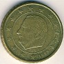Euro - 50 Euro Cent - Belgium - 1999 - Brass - KM# 229 - Obv: Head left within circle, stars 3/4 surround, date below Rev: Denomination and map - 0